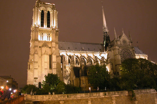 Notre
                  Dame at night
